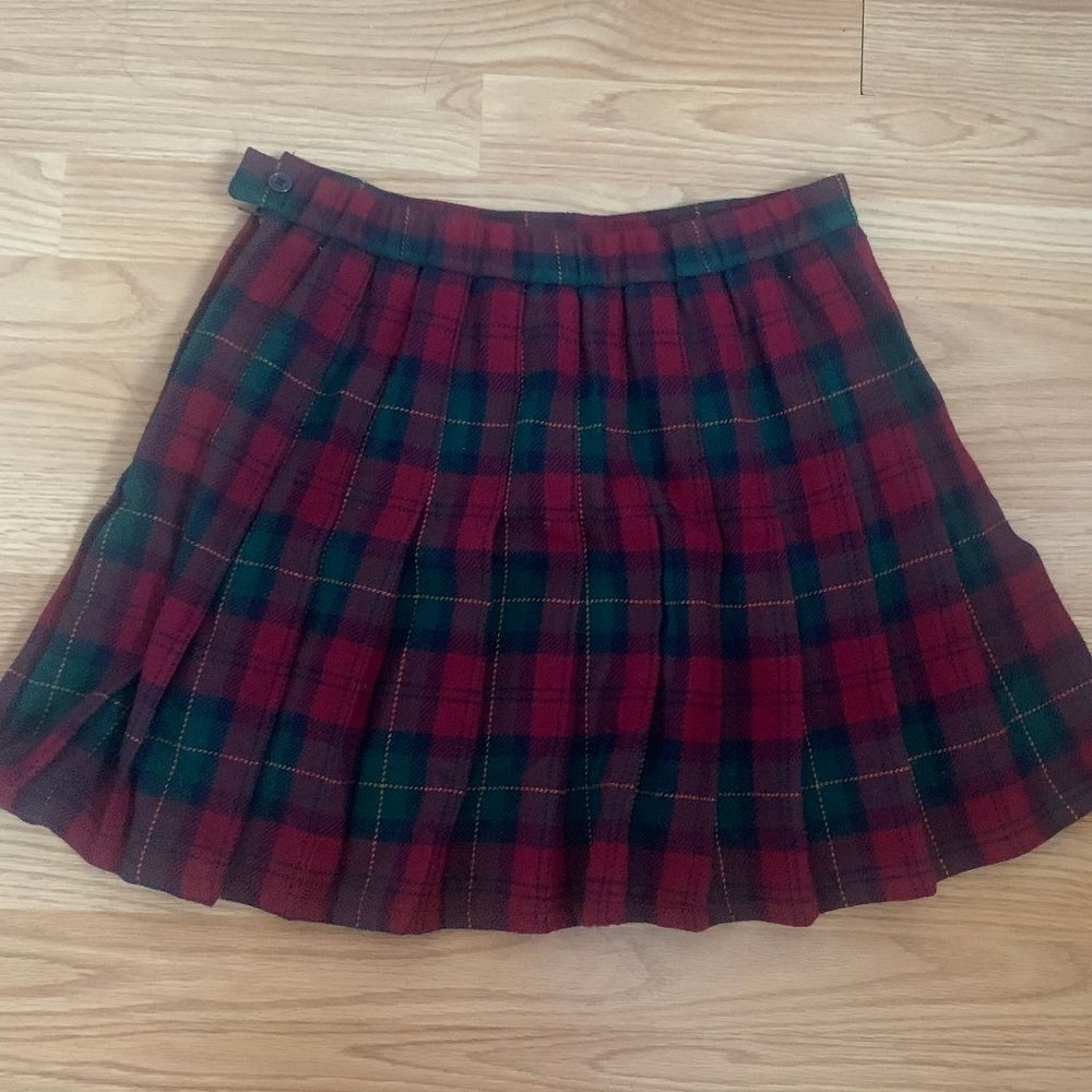 Vintage plaid pleated skirt